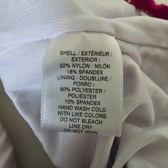 Ann Taylor LOFT Beach One Piece Swimsuit Size 14 Pink White Cutout Bandeau Adj - Picture 9 of 12